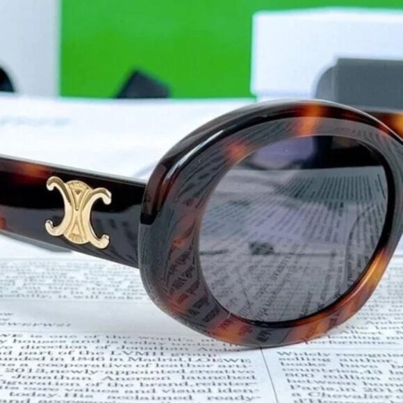 Celine Women CL40194U Triomphe Oval Sunglasses Brown Frame / Gray Lens - Picture 4 of 6